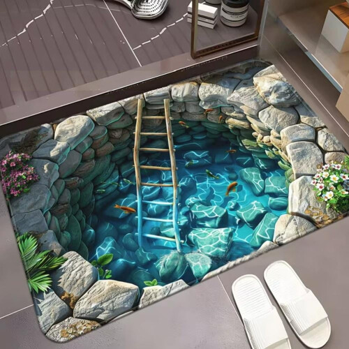 Χαλί 3D Υποβρύχιας Σπηλιάς Illusion – Σχεδιασμός Ωκεάνιας Σήραγγας & Ύφαλου, 1