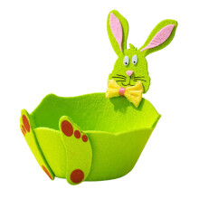 Paasmandje van vilt met snoephaasje, opbergmandje in de vorm van een konijn, ideaal voor de paaseierenjacht, feestelijke tafeldecoratie voor