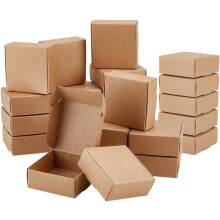 Lot de 50 petites boîtes à bijoux en carton kraft (7,6 x 7,6 x 3 cm), boîtes d'expédition en carton ondulé brun pour l'emballage de cadeaux et