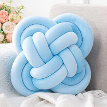 Cuscino a nodo in corda blu con sfera, 30 cm