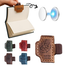 Marque-pages personnalisés avec porte-stylo, nom gravé sur cuir, pour carnet, journal, cadeau d'anniversaire pour les amoureux des livres (1 pièce)