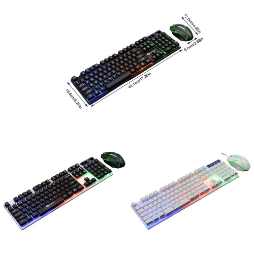 RGBs Illuminated Mechanical Keyboards Set USB Plugs Play 104Key Layout For PC Tablets Typing 2