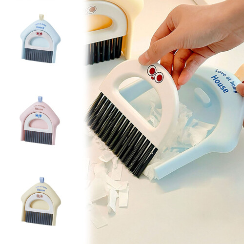 Mini set spazzola e paletta da scrivania – Plastica, compatto