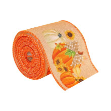 Cinta de Acción de Gracias con diseño de calabaza y hoja de arce, 4,5 m x 6 cm.