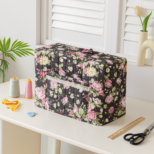 Gesteppte Nähmaschinenabdeckung mit Blumenmuster und Taschen