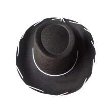Lasten köysillä puettava cowboyhattu, länsimainen musta iso hattu, juhlahattu, säädettävä kuitukangas, köydellä ja leveällä hatulla