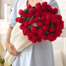Crochet Rose Flower Blanket Foldable Nap Pillow 2 in 1 Creative Romantic Red Throw Valentine Anniversary Gift for Wife Mom 12 inch