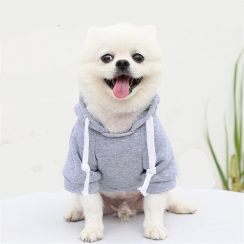 Sudadera con capucha de forro polar para perro con bolsillo con cremallera – Gris 2