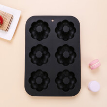 Schwarze Silikon-Mini-Kuchenform mit geriffelter Form – 6 Mulden