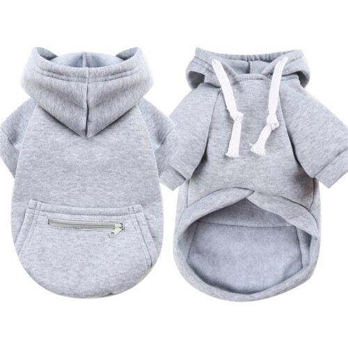 Fleece-Hundehoodie mit Tasche – Grau, XL 1