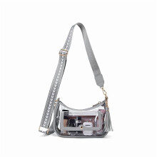 Transparente Tasche für Stadionveranstaltungen, Transparente Handtaschen für Damen, Stadionzugelassen (grau)