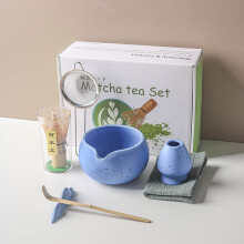 Coffret Matcha japonais fait main 7 pièces bleu