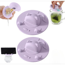 Couvercle pour sachet de thé, porte-sachet de thé en silicone avec motif chat mignon, 2/4/6 sachets pour café et thés au lait
