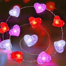 Valentine's Day Heart String Lights, 10ft/30LEDs with Remote, Red/Pink/White – Compatible with Valentine's Decor
