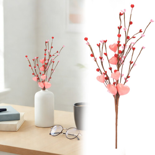 Heart-Shaped Artificial Berry Picks Valentine's Day Floral 1