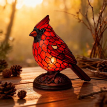 Stolová lampa Cardinal z vitráže z živice