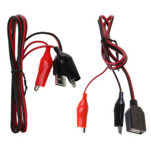 2 stk. USB til krokodilleklemme testledninger 5V3A strømkabel kobber USB-krokodilleklemme for elektronikktesting og lading