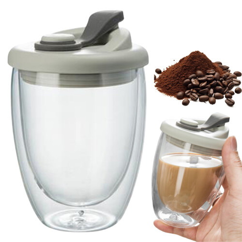 Κούπες από διαφανές γυαλί με μόνωση, 250/350/450ml, διπλού τοιχώματος, χωρίς διαρροές, 1