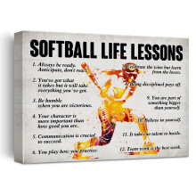 Affiche de softball sur toile, décoration murale pour la chambre à coucher, leçons de vie positives liées au baseball, cadeau pour les