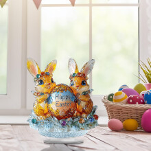 Paasfiguurtje van acryl, kleurrijk konijntje, plat ornament voor thuis, tafeldecoratie, feestjes, lente en feestdagen.