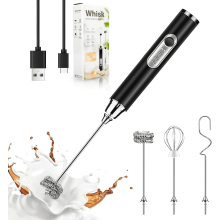 Mousseur à lait portable rechargeable blanc 3 têtes de fouet 3