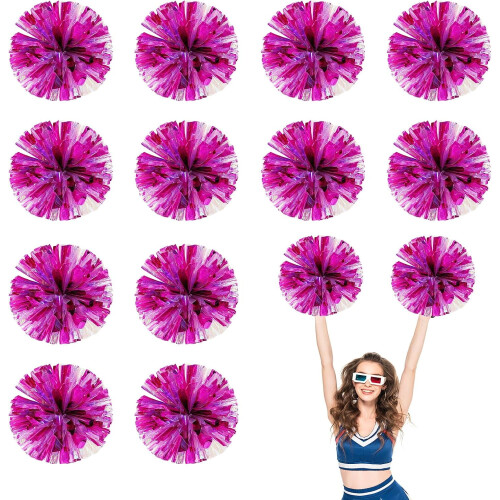 Set van 12 metallic cheer-pompons van 30 cm