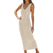 Bohemisk blommig kimono för kvinnor – lös strandresortkläder, S, Beige