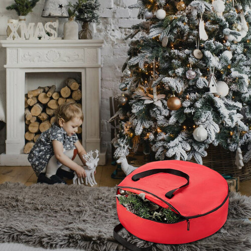 Saco para guardar guirlandas de Natal em tecido Oxford, 23237 polegadas, com alça reforçada – Vermelho, compatível com guirlandas de Natal. 2