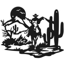Decoración de pared de metal con temática de vaquero del oeste, estilo rústico desértico (1 unidad)