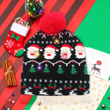 Bonnet lumineux de Noël avec doublure polaire douce - Bonnet de fête ajustable - Idéal pour les festivités hivernales et les événements en