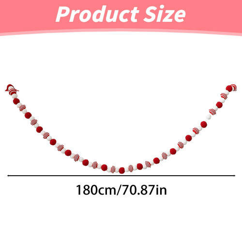 Pom Pom Garland Felt Ball Decor 6 ft Red White 1