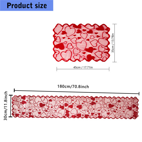 5 Pack Lace Table Runner and 4 Placemats Set Valentines Day-A 2