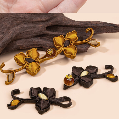 Sophisticated Eastern Florals Button For Customes Dress-F 2
