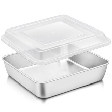 9" Square Stainless Steel Cake Pan with Lid – for Brownies, Lasagna, Sheet Cakes – Non-Toxic, Heavy-Duty, Dishwasher Safe