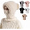 Set 3 in 1 da donna con berretto, sciarpa e maschera, foderato in pile, colore bianco. 1