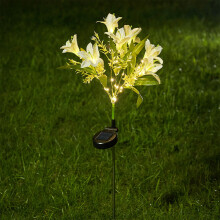 Lampe solaire de jardin LED d'extérieur avec fleurs d'hibiscus, étanche, pour terrasse, cour et allée.