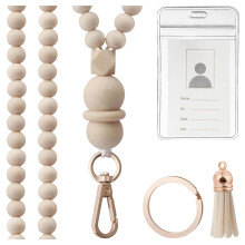 Lanière porte-badge pour enseignante 2024, lanière en perles de bois tendance pour clés, pour femmes, 7 styles