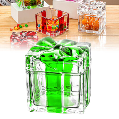 Clear Glass Containers Candy Jars with Bowknot-2 small green 2