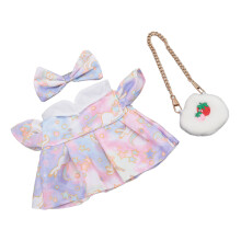 20cm Plush Doll Outfit with Cotton Dress & Strawberry Bag for 7.8 inch Dolls