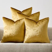 Housses de coussin en velours doré 45 x 45 cm (18 x 18 pouces) - Lot de 4