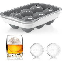 Whiskey Ice Ball Maker – 2.2" Reusable Silicone Sphere Tray with Lid, Easy Fill & Release, Compatible with Bourbon & Brandy