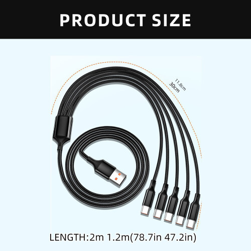 Καλώδιο τροφοδοσίας USB σε USB C Splitter που επιτρέπει την ταυτόχρονη φόρτιση 5 συσκευών 2