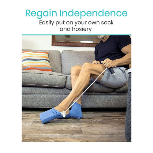 WQNZMADO Sock Aid Easy on and Off Stocking-Sock Helper Aide Tool -Puller for Elderly, Pregnant, Pull Up Assistance Help Blue 2