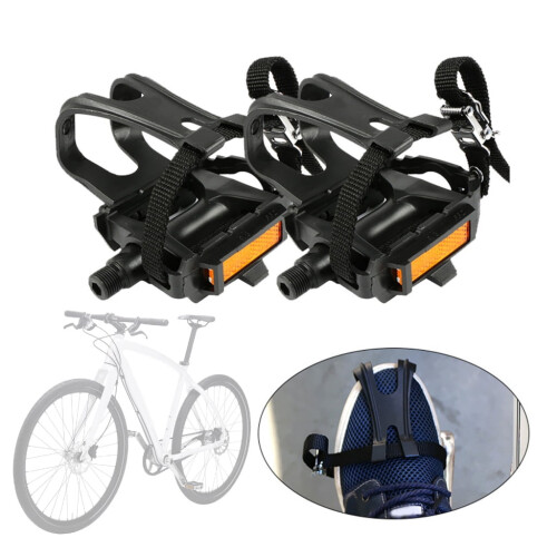 Pedali per bicicletta multiuso con fermapiedi e cinghie per cyclette, bicicletta e bici da esterno 1