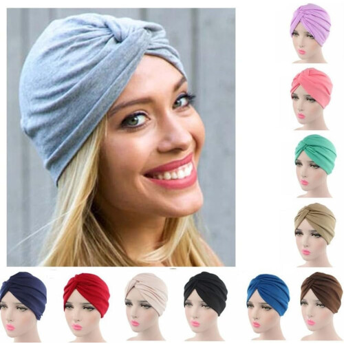 Chemo Turbans για γυναίκες - Ελαστικά καπέλα με κόμπους, προδεμένο κασκόλ με τύλιγμα 2