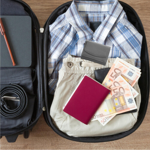 Φορητό γκρι γυναικείο πορτοφόλι με RFID Blocking, κοντό πορτοφόλι με θήκη καρτών για 1