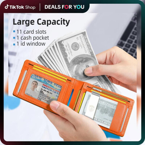 Men's Ultra-Thin RFID-Blocking Leather Wallet with 11 Card 1