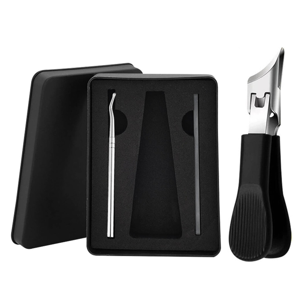 3-in-1 Beveled Nail Clippers Set with Nail File,compatible with Sharp Stainless Steel Fingernail & Toenail Trimmers Cutter for Thick & Ingrown Nail