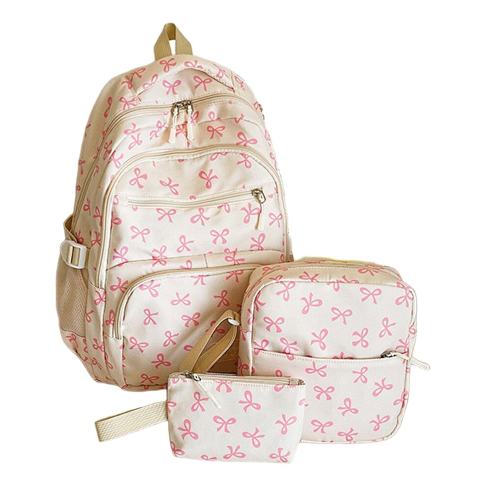 Bow Backpack Set For Women Nylon Laptop Bag 3 Pcs 962029489115