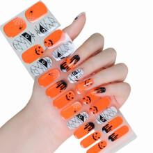 Halvhärdade nagellacksfolie Halloween-nagelklistermärken Glödande geler Nagelremsor Nagelkonstdekorationer